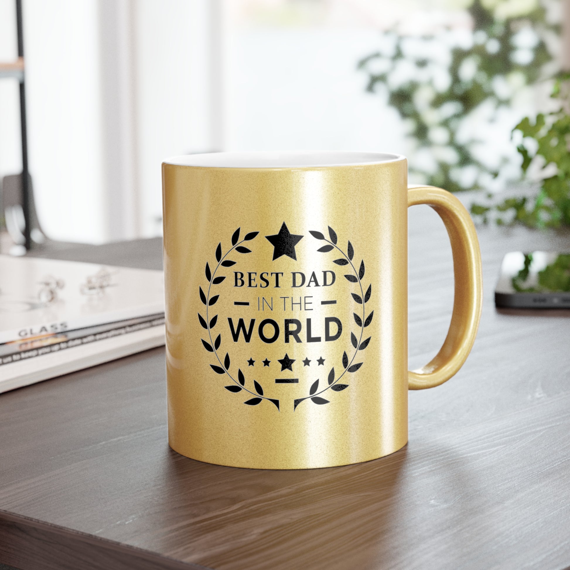 Best Dad Award Metallic Mug (Silver\Gold)-Mug-PureDesignTees