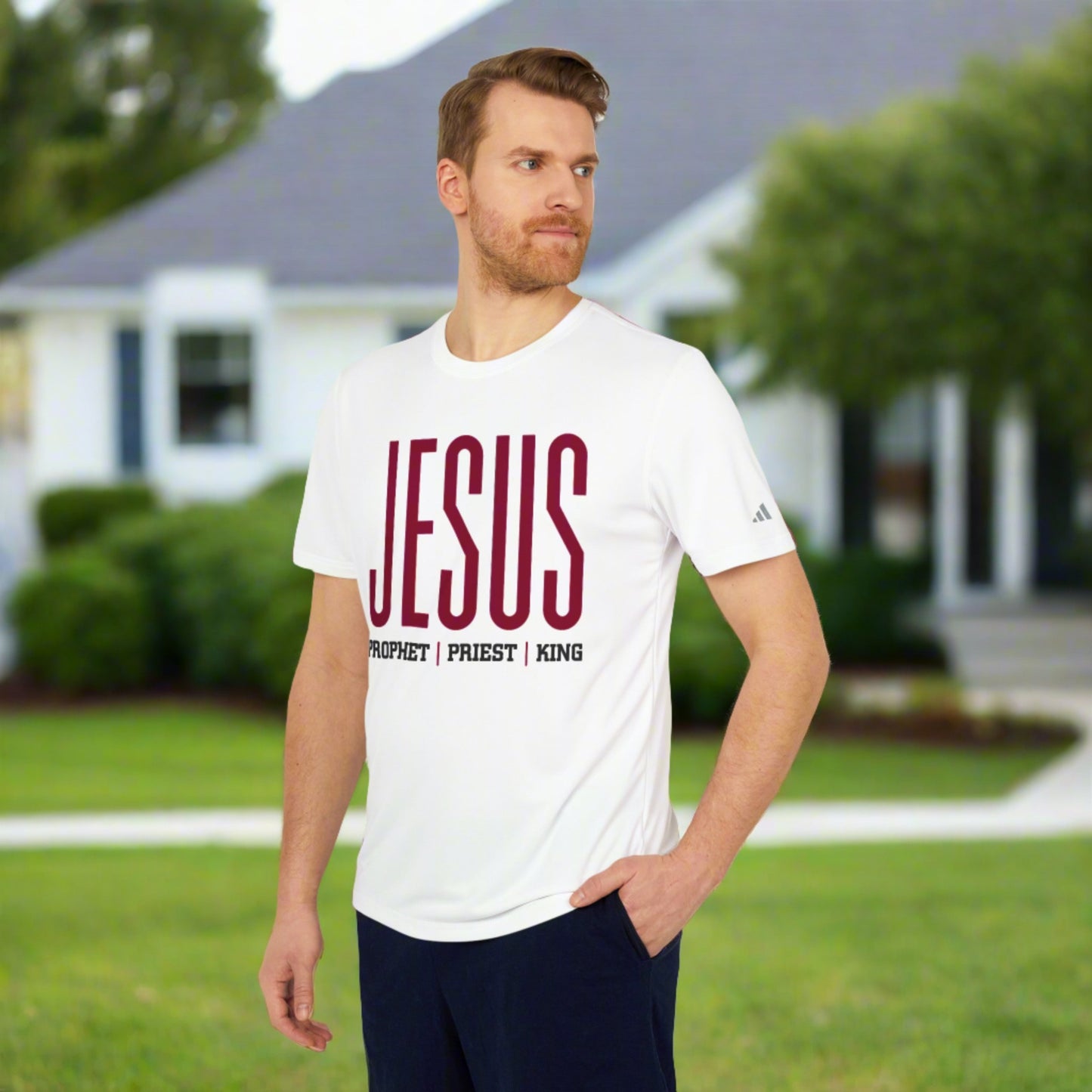 Jesus Prophet Priest King adidas® Unisex Sport T-shirt-T-Shirt-PureDesignTees