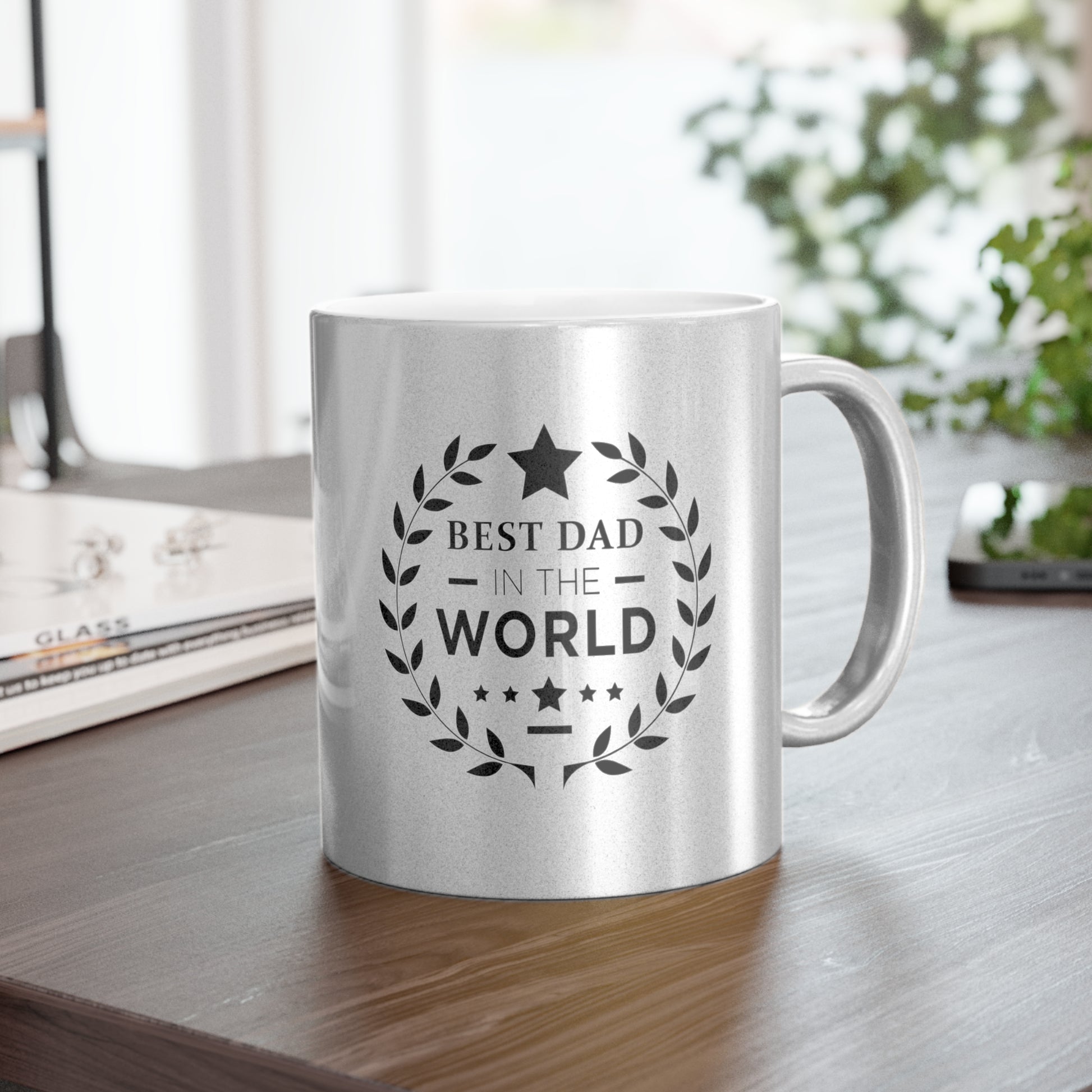 Best Dad Award Metallic Mug (Silver\Gold)-Mug-PureDesignTees