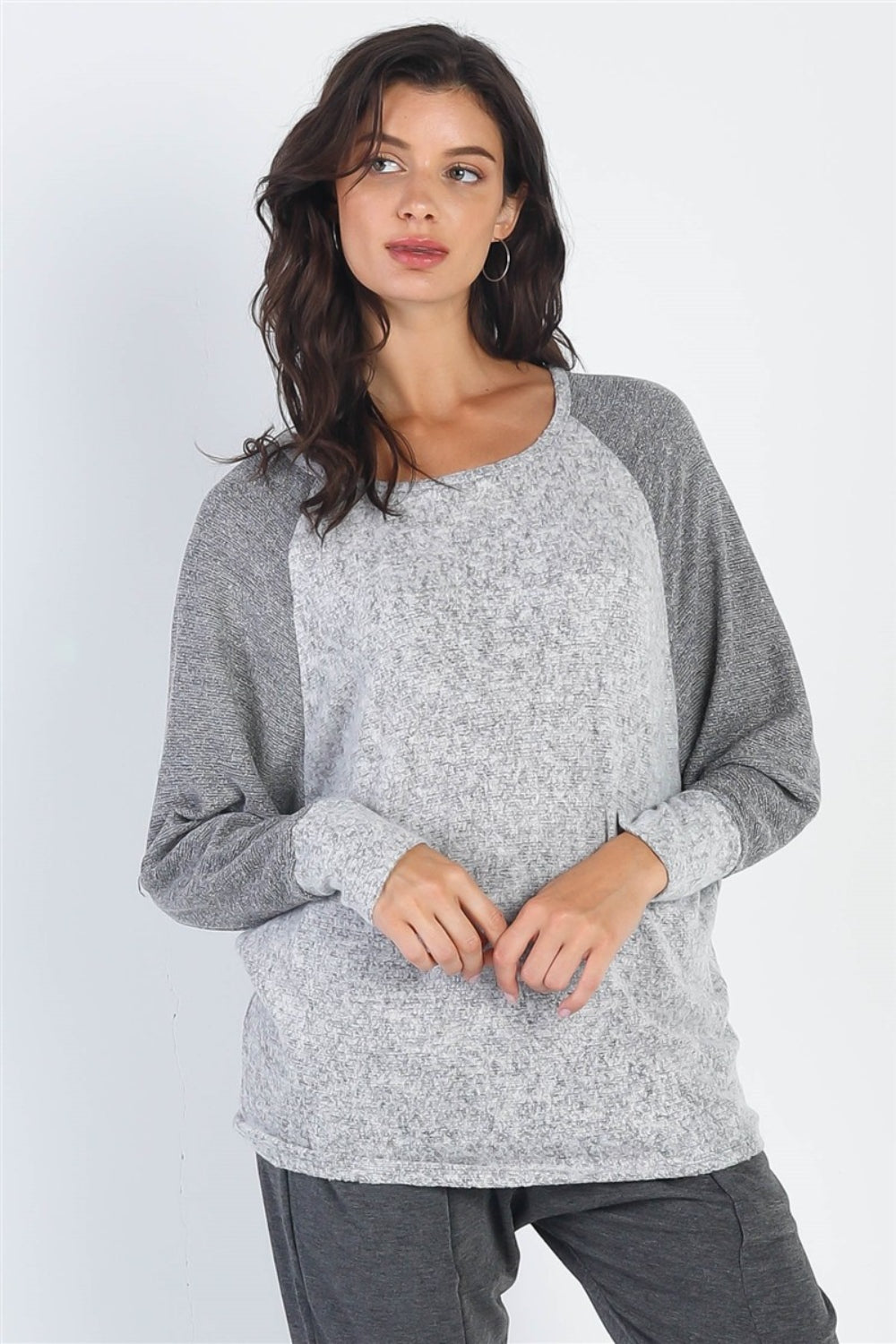 Lovely Casual Round Neck Long Sleeve Contrast Top-Ladies T-Shirt-PureDesignTees