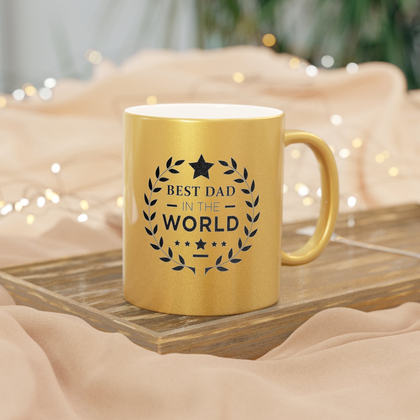 Best Dad Award Metallic Mug (Silver\Gold)-Mug-PureDesignTees