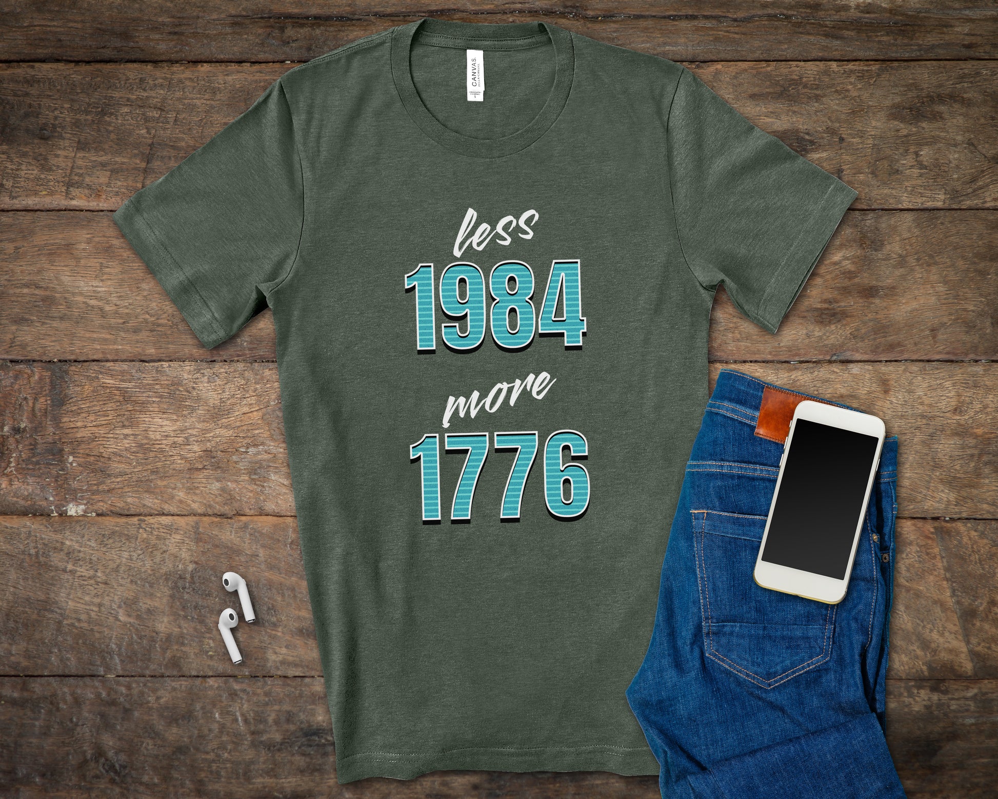 Less 1984 More 1776 Conservative T-shirt for lovers of American Values-T-Shirts-PureDesignTees