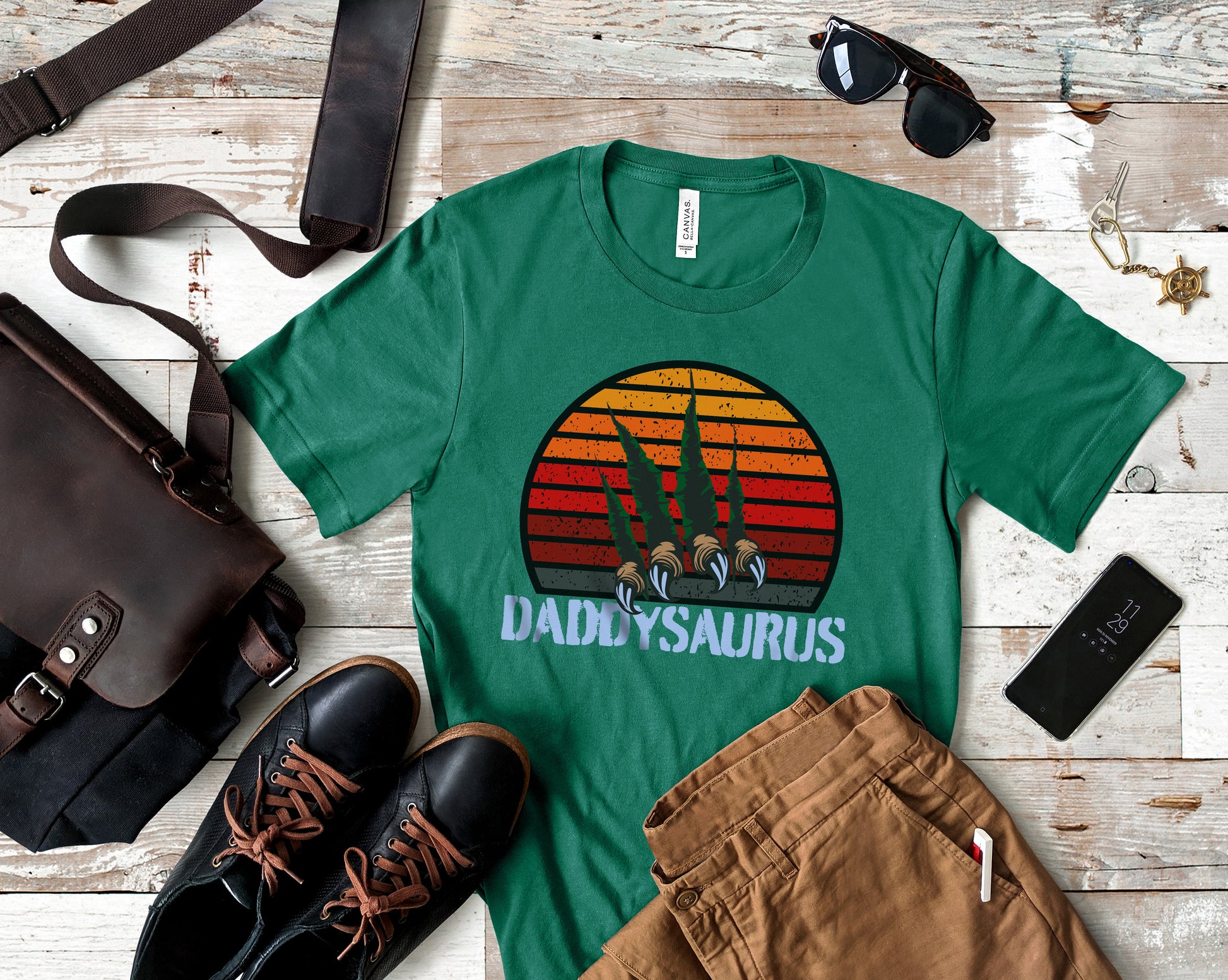 Daddysaurus Dad Shirt Gift for Dad Bella Canvas Tee for Father-T-Shirts-PureDesignTees