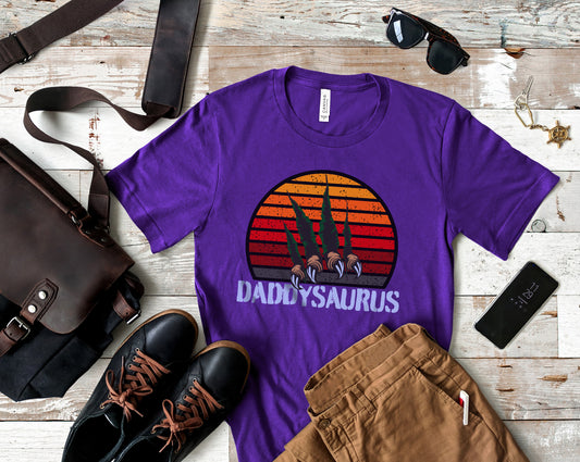 Daddysaurus Dad Shirt Gift for Dad Bella Canvas Tee for Father-T-Shirts-PureDesignTees