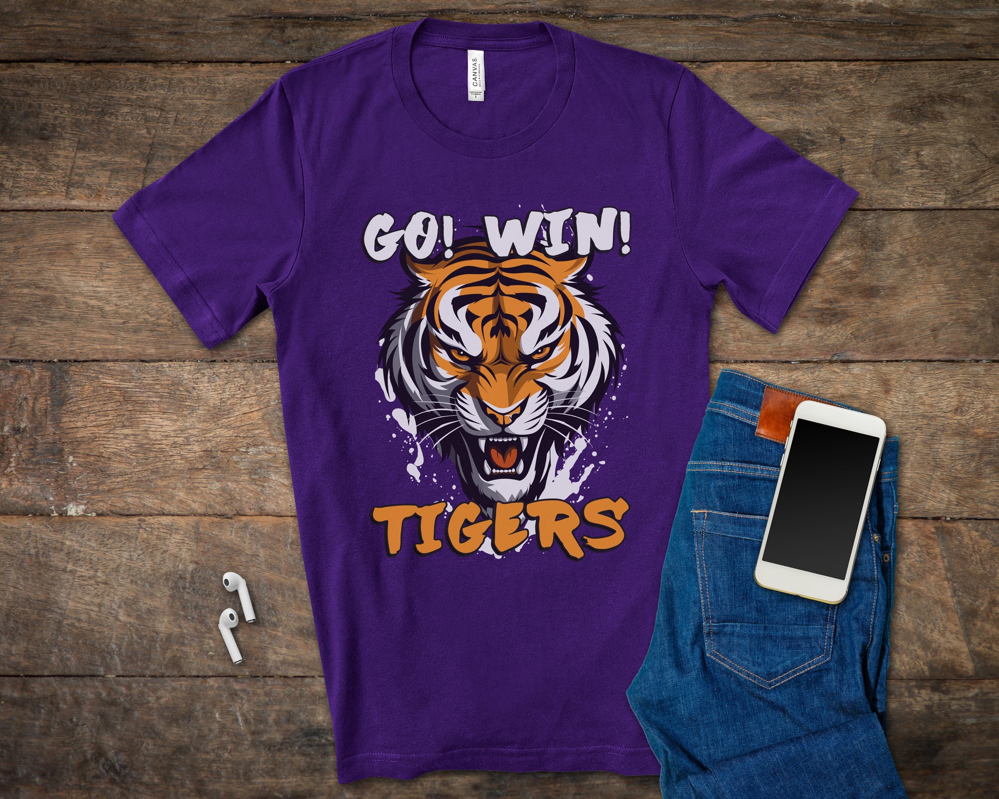 Go! Win! Tigers! Ferocious Tiger T-shirt for Supporting your team-T-Shirts-PureDesignTees