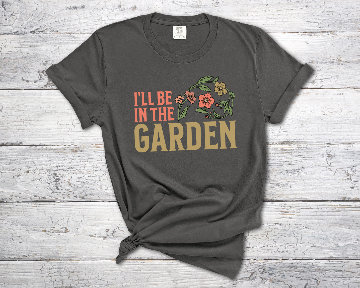 Floral Gardening Comfort Colors T-shirt for ladies who love gardening-T-Shirts-PureDesignTees