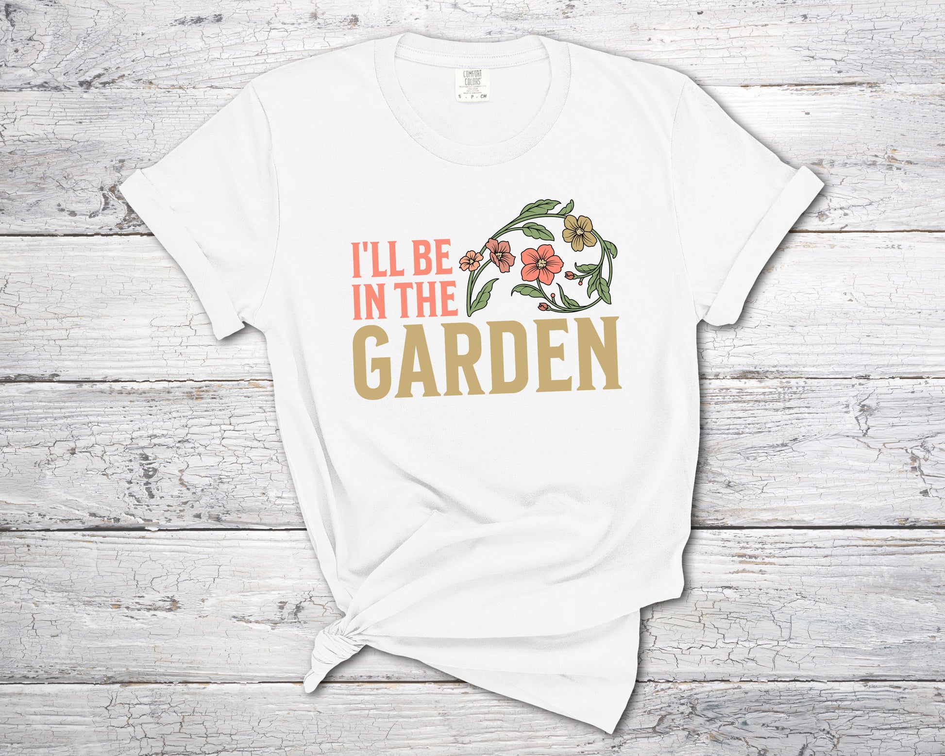 Floral Gardening Comfort Colors T-shirt for ladies who love gardening-T-Shirts-PureDesignTees