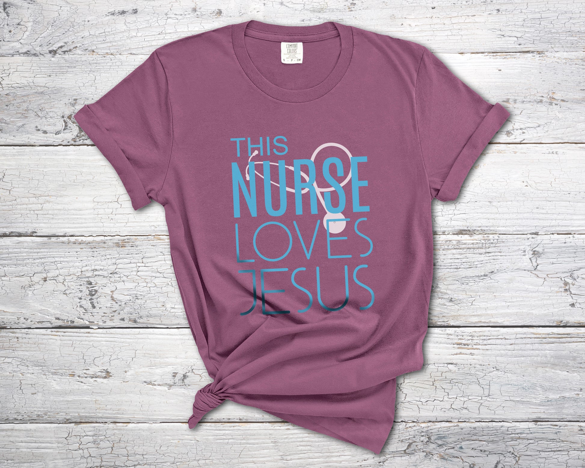 Christian Nurse tshirt, gift for Nurse who loves Jesus, Comfort Colors tee for Nurse-T-Shirts-PureDesignTees