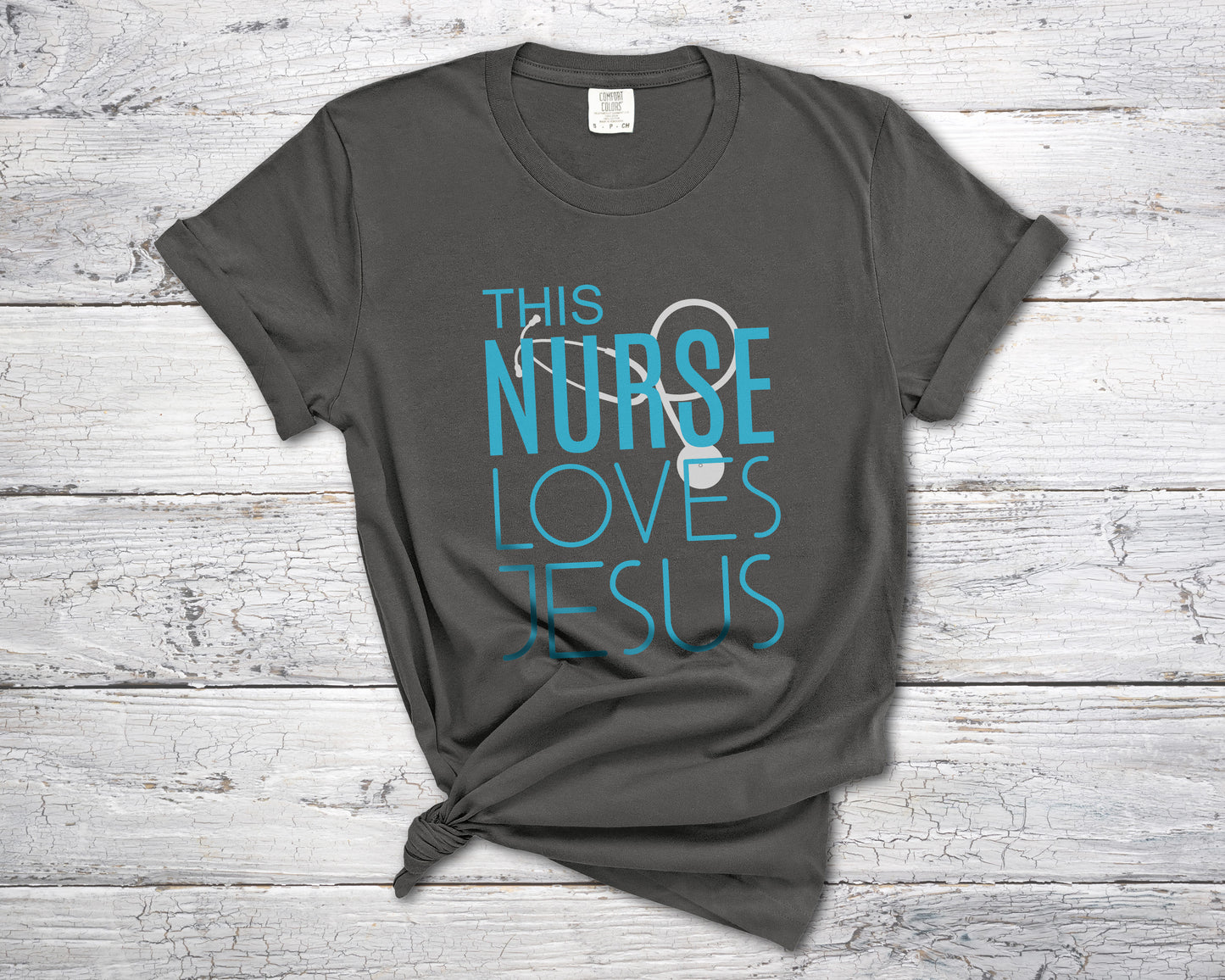 Christian Nurse tshirt, gift for Nurse who loves Jesus, Comfort Colors tee for Nurse-T-Shirts-PureDesignTees