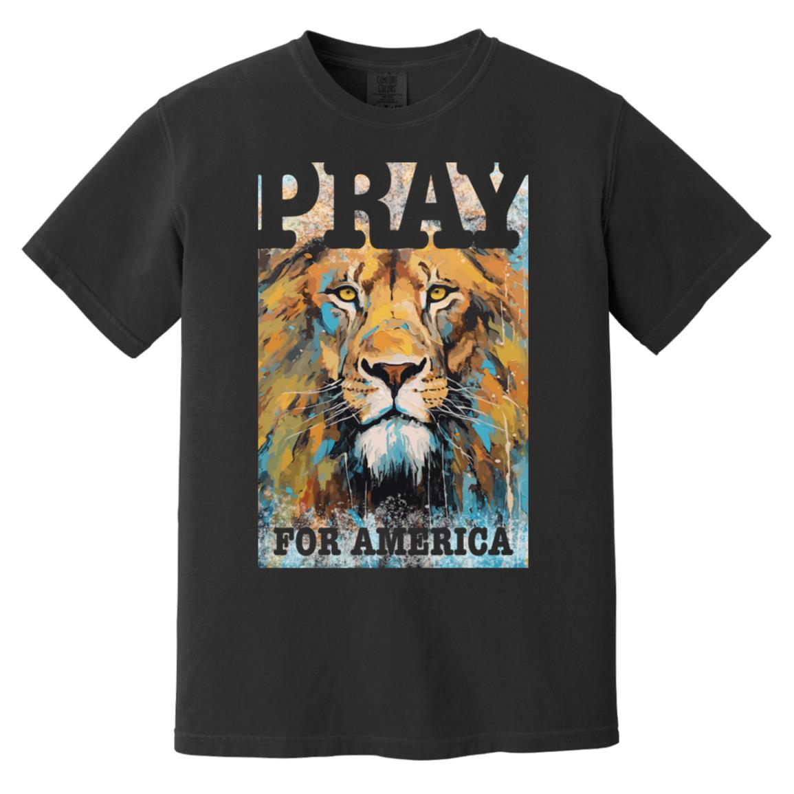 Pray For America Lion Comfort Colors T-shirt Garment-Dyed-T-Shirts-PureDesignTees