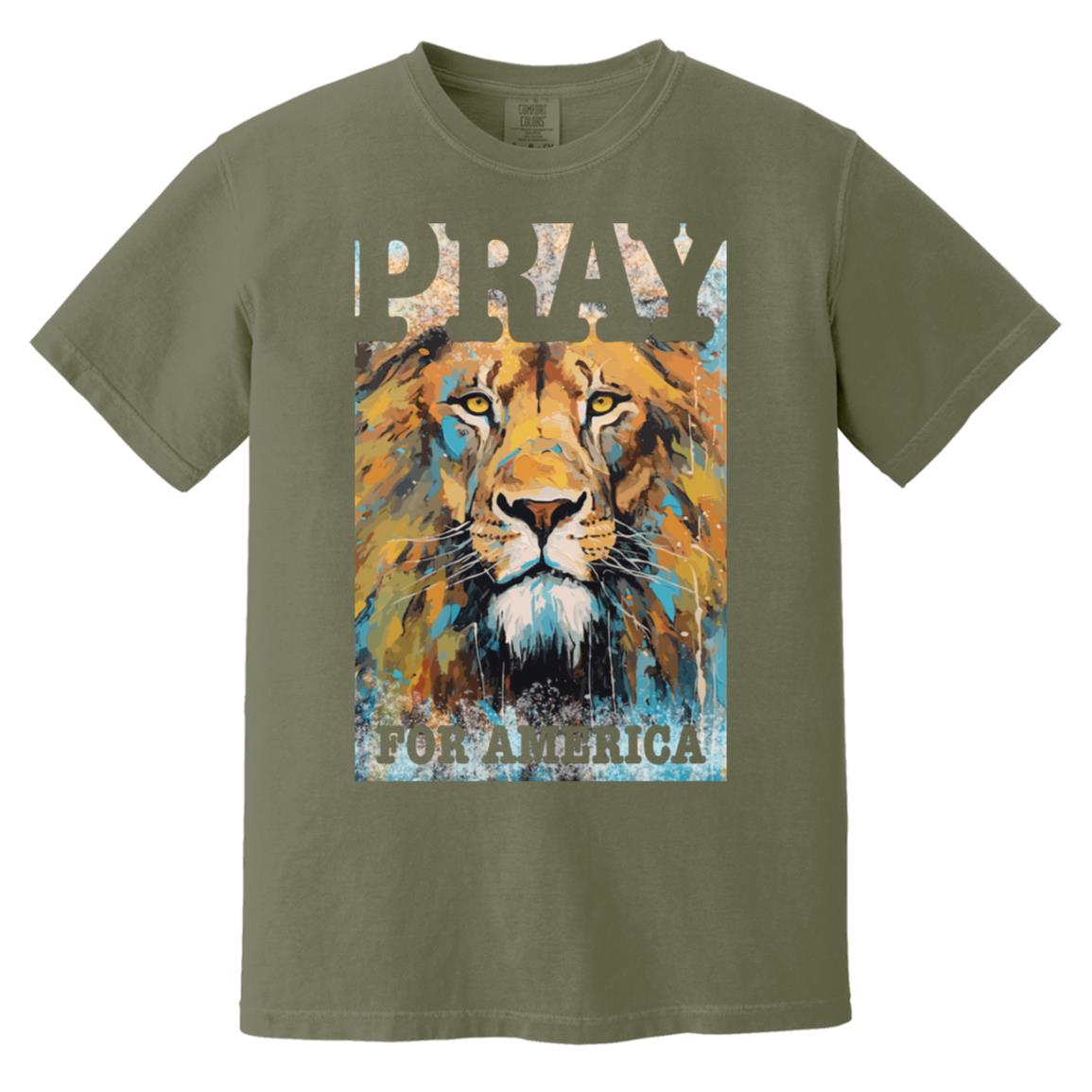 Pray For America Lion Comfort Colors T-shirt Garment-Dyed-T-Shirts-PureDesignTees