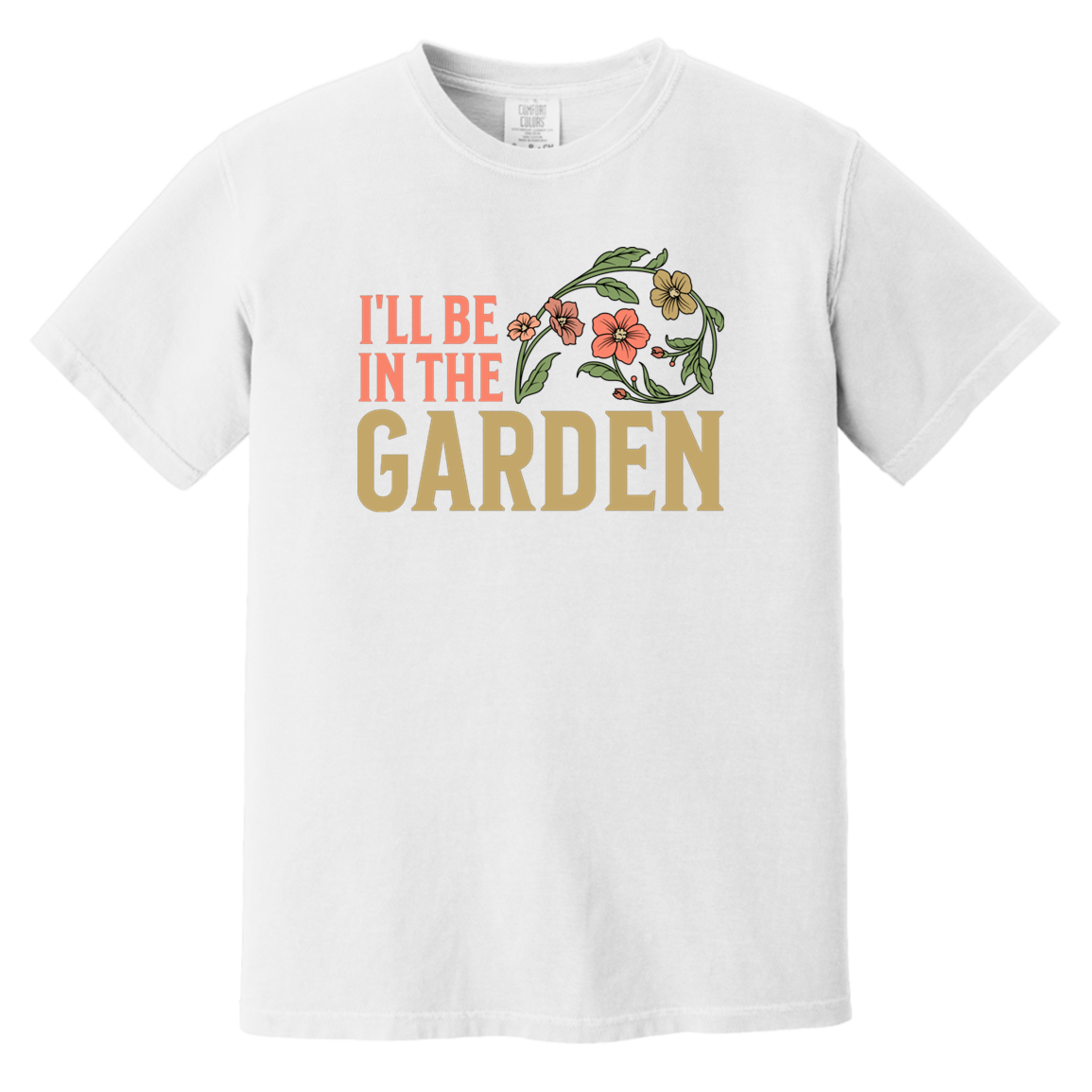 Floral Gardening Comfort Colors T-shirt for ladies who love gardening-T-Shirts-PureDesignTees