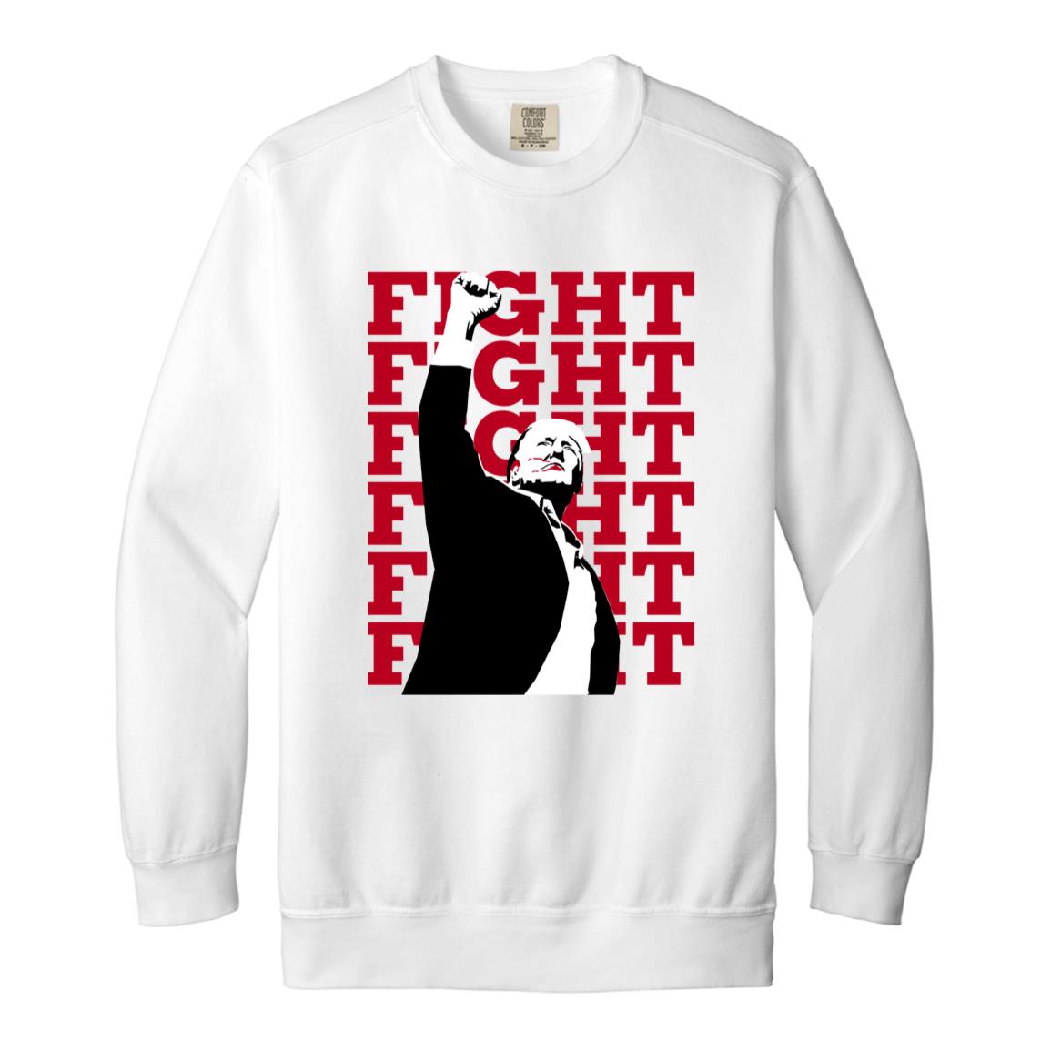 Donald Trump Fist Raised Fight Fight Fight Garment-Dyed Adult Crewneck Sweatshirt-Sweatshirts-PureDesignTees