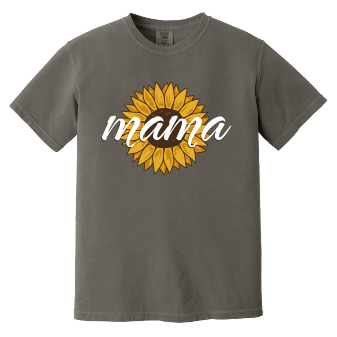 Sunflower Mama Floral Mom Shirt Garment-Dyed Comfort Colors T-Shirt-T-Shirts-PureDesignTees