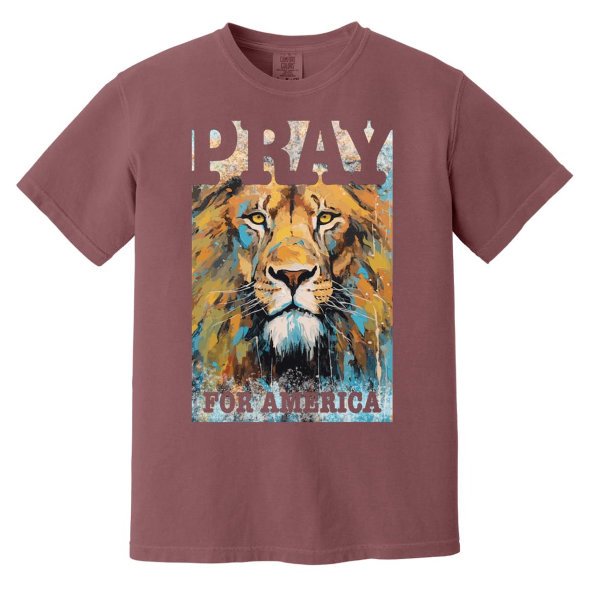 Pray For America Lion Comfort Colors T-shirt Garment-Dyed-T-Shirts-PureDesignTees