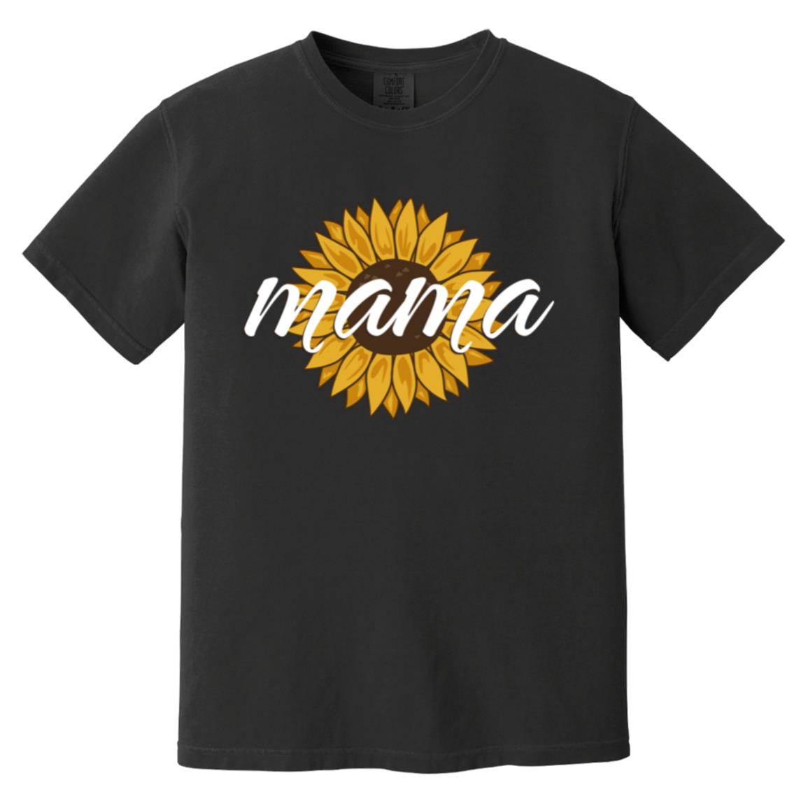 Sunflower Mama Floral Mom Shirt Garment-Dyed Comfort Colors T-Shirt-T-Shirts-PureDesignTees