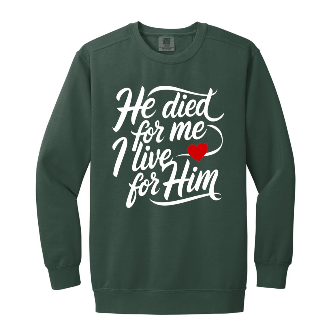 He Died For Me Christian Message Garment-Dyed Christian Crewneck Sweatshirt-Sweatshirts-PureDesignTees