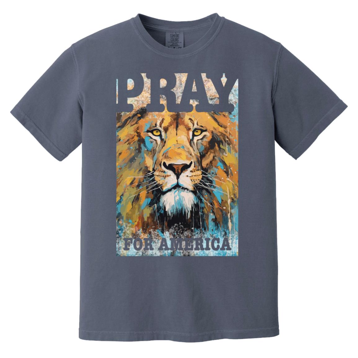 Pray For America Lion Comfort Colors T-shirt Garment-Dyed-T-Shirts-PureDesignTees