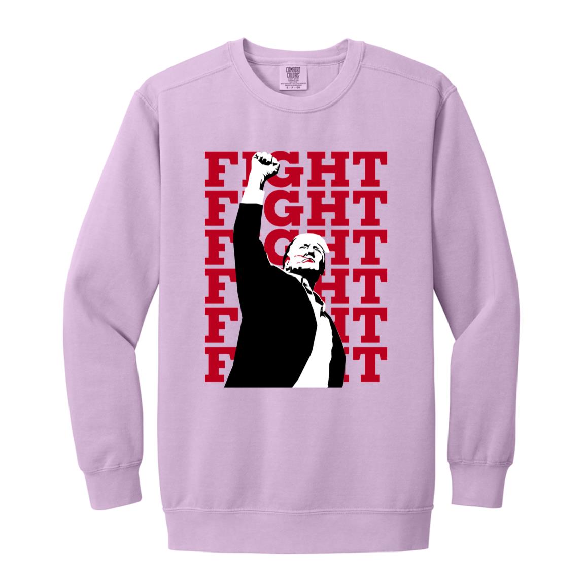 Donald Trump Fist Raised Fight Fight Fight Garment-Dyed Adult Crewneck Sweatshirt-Sweatshirts-PureDesignTees