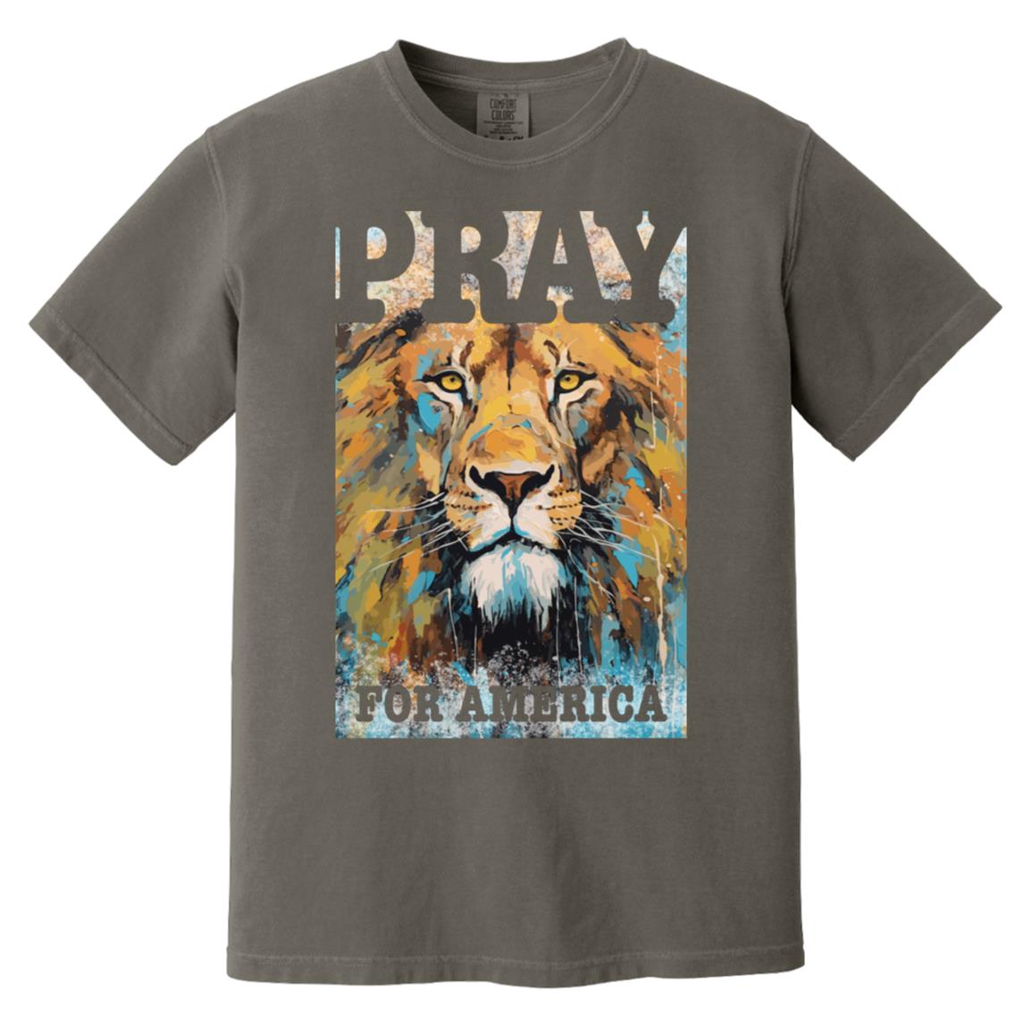 Pray For America Lion Comfort Colors T-shirt Garment-Dyed-T-Shirts-PureDesignTees