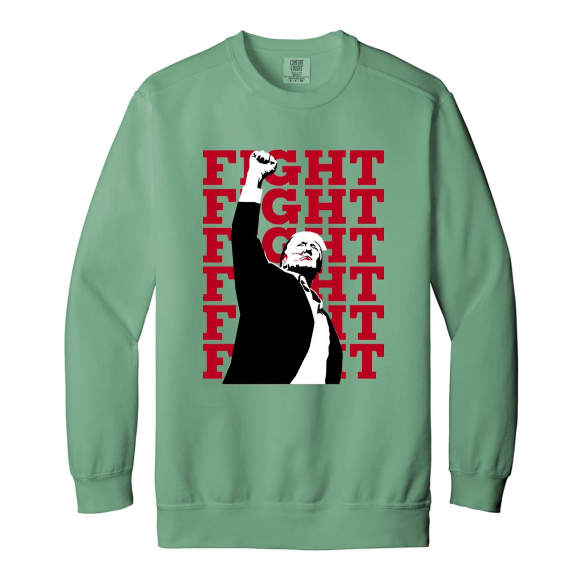 Donald Trump Fist Raised Fight Fight Fight Garment-Dyed Adult Crewneck Sweatshirt-Sweatshirts-PureDesignTees