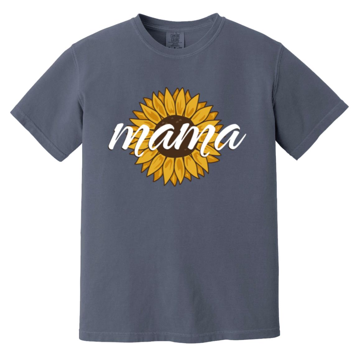 Sunflower Mama Floral Mom Shirt Garment-Dyed Comfort Colors T-Shirt-T-Shirts-PureDesignTees