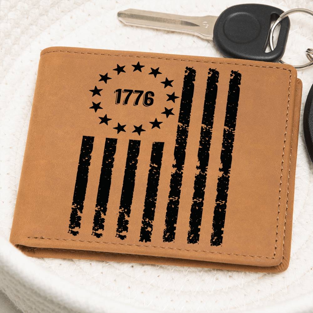 1776 Patriot Leather Wallet-Jewelry-PureDesignTees