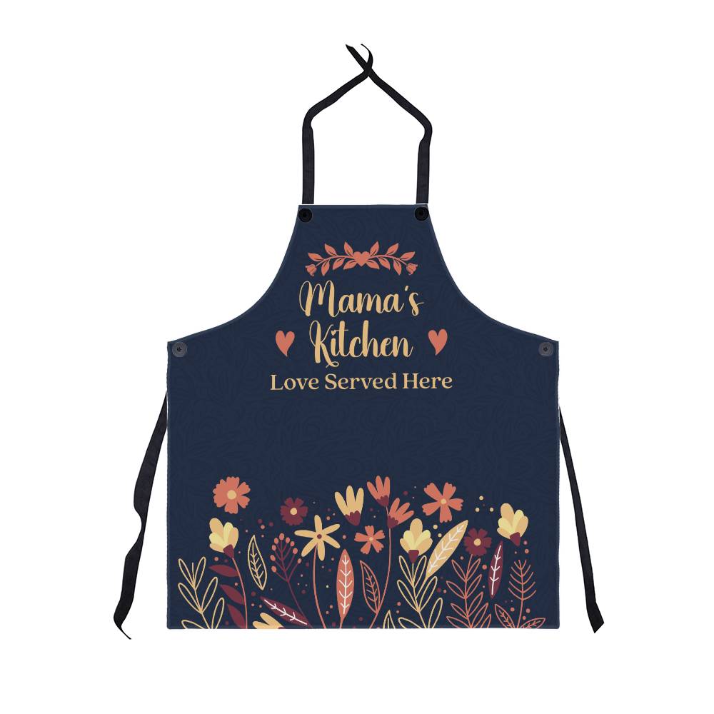 Mama's Kitchen Apron with Floral Design-Apron-PureDesignTees