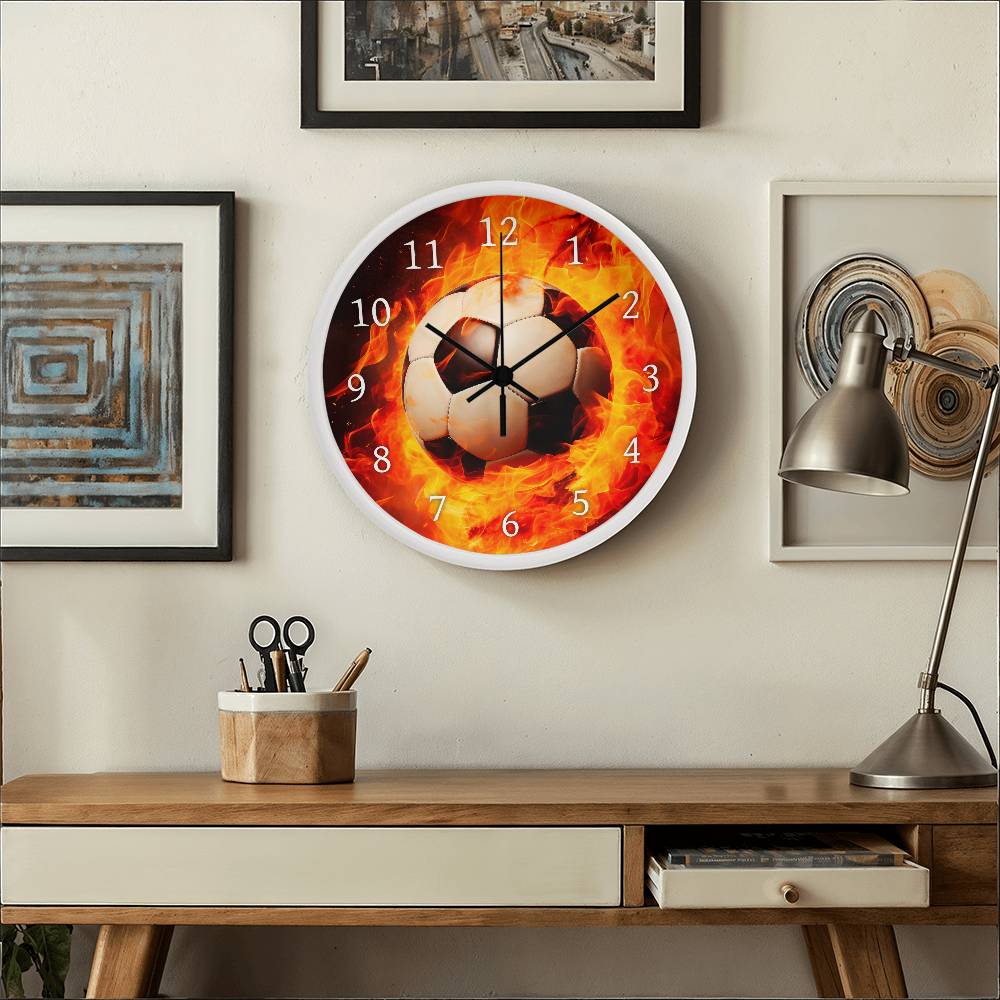 Soccer on Fire Clock for Soccer Players and Soccer Fans-Clock-PureDesignTees