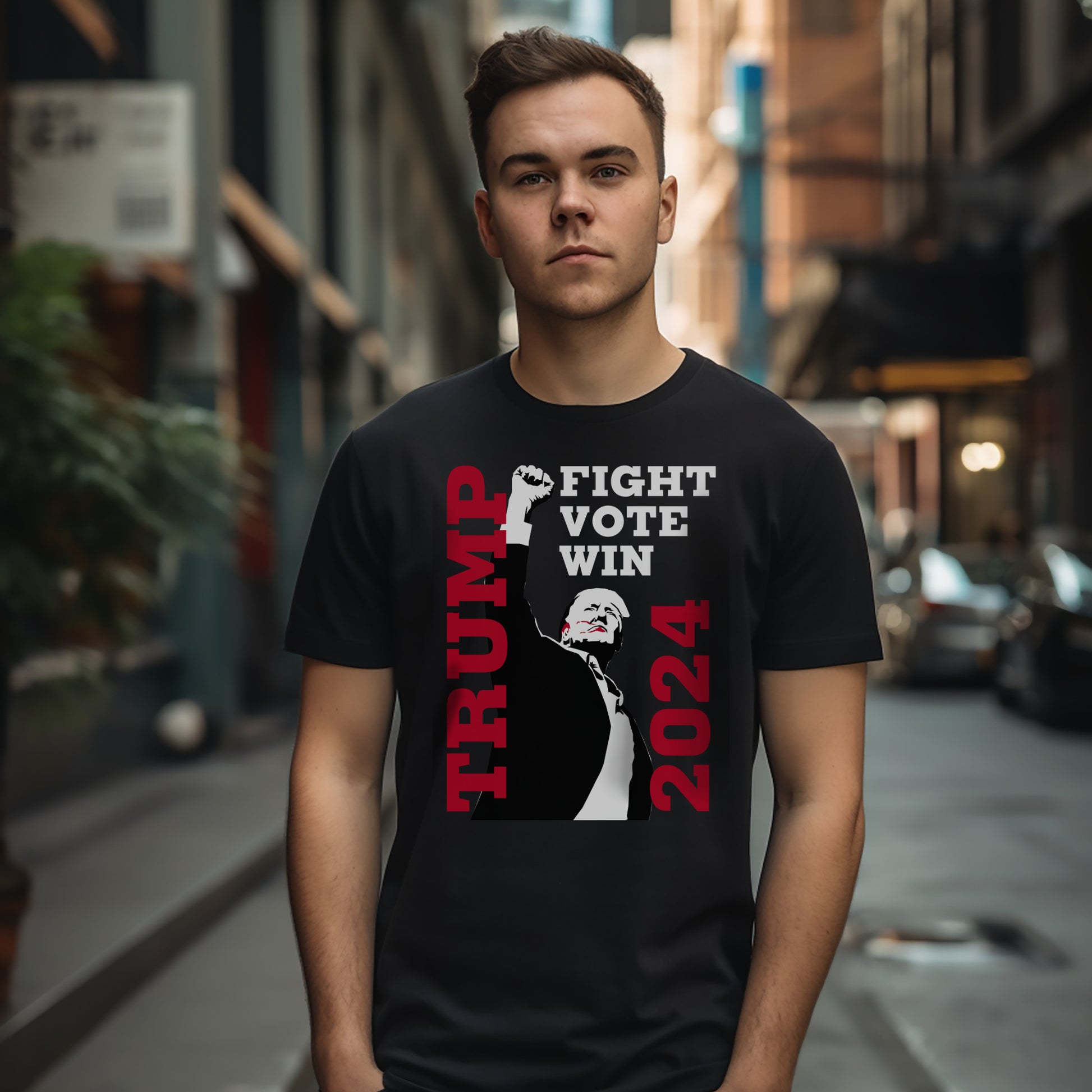 Trump 2024 Fight Vote Win 2024 Election T-Shirt-T-Shirts-PureDesignTees