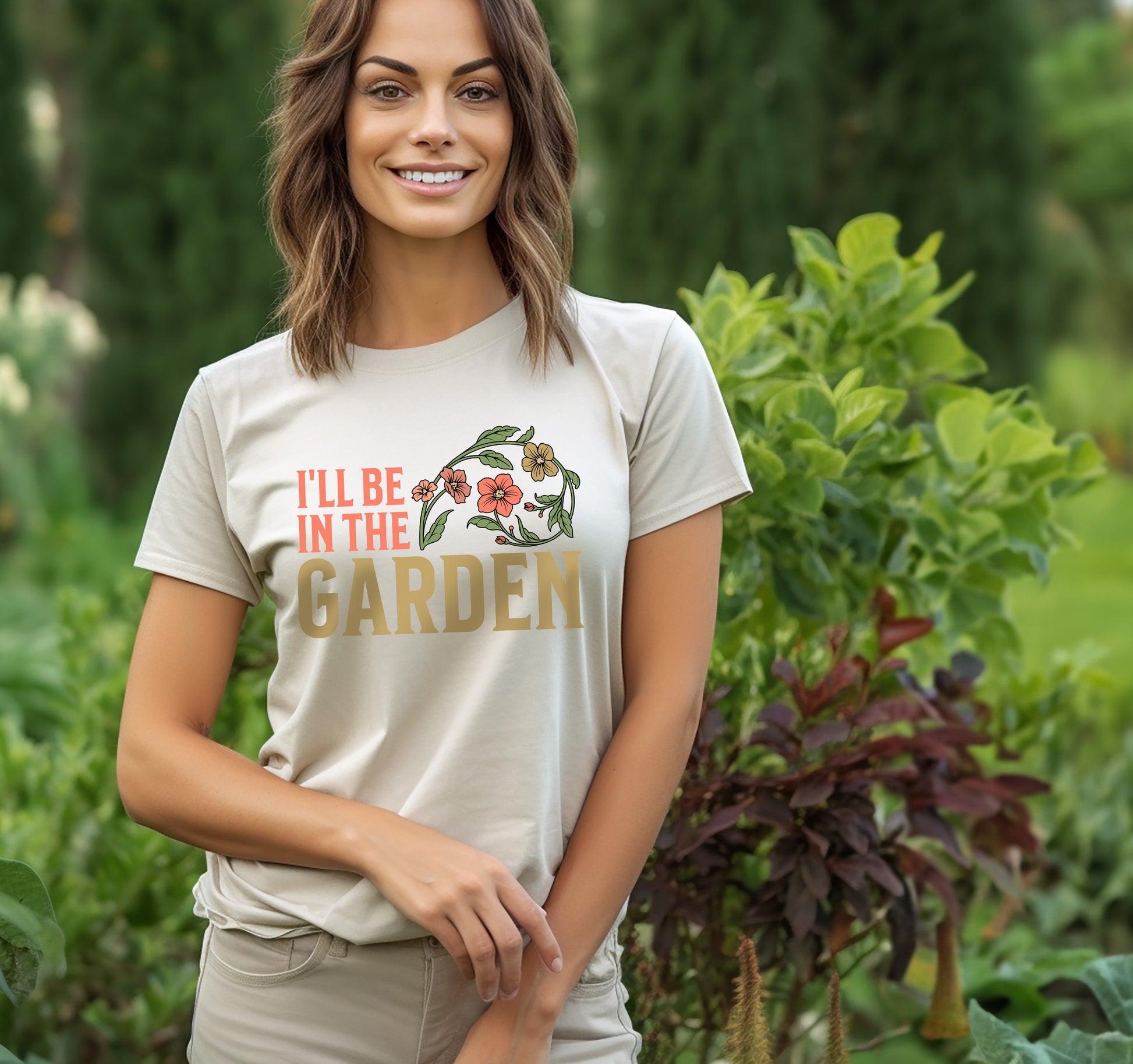 Floral Gardening Comfort Colors T-shirt for ladies who love gardening-T-Shirts-PureDesignTees