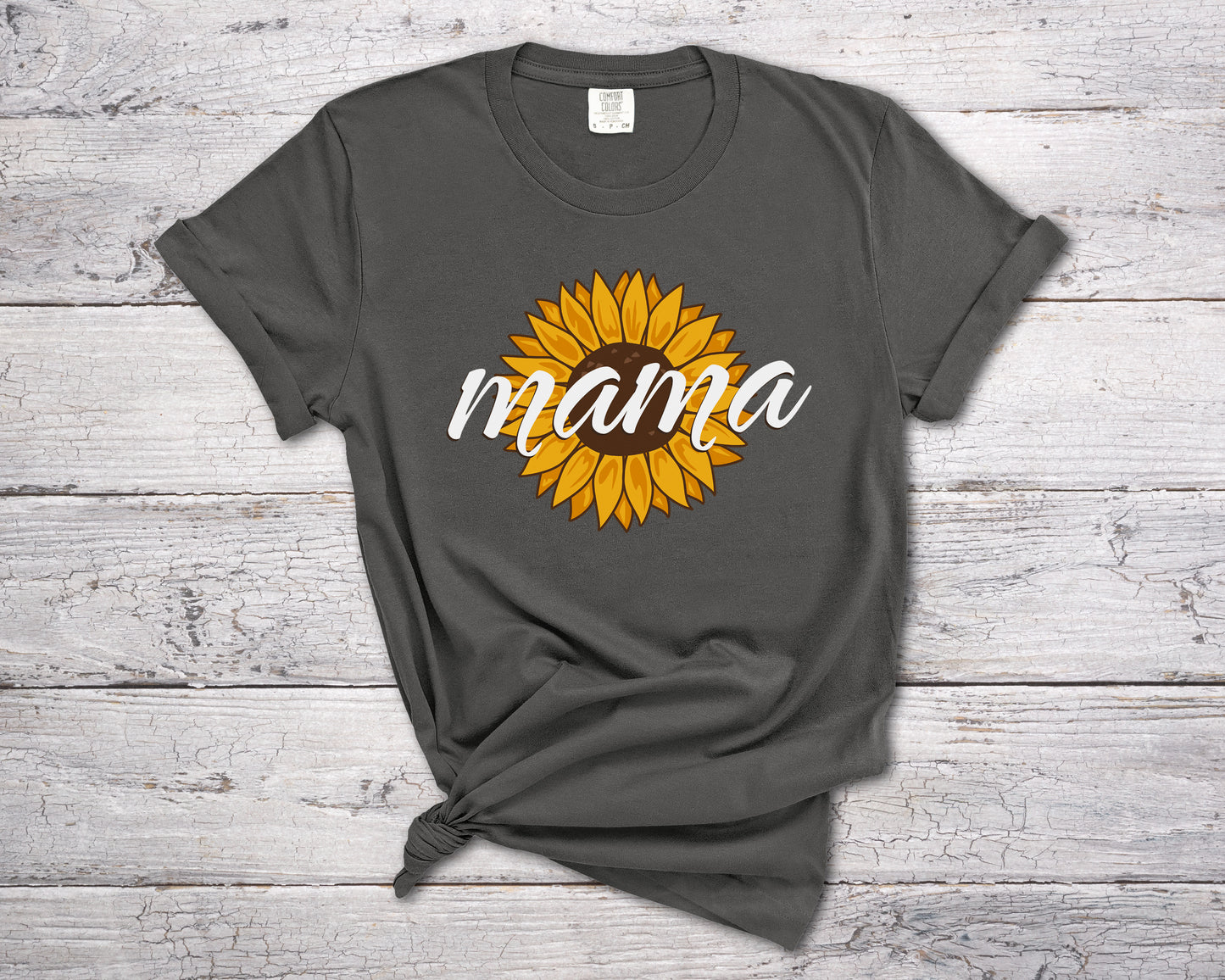 Sunflower Mama Floral Mom Shirt Garment-Dyed Comfort Colors T-Shirt-T-Shirts-PureDesignTees