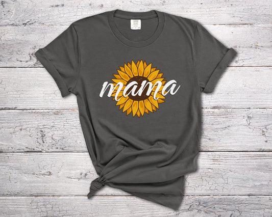 Sunflower Mama Floral Mom Shirt Garment-Dyed Comfort Colors T-Shirt-T-Shirts-PureDesignTees