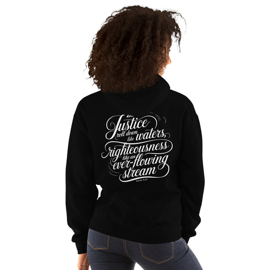 Justice Message from the Bible Amos 5;24 Christian Unisex Hoodie-Hoodie-PureDesignTees