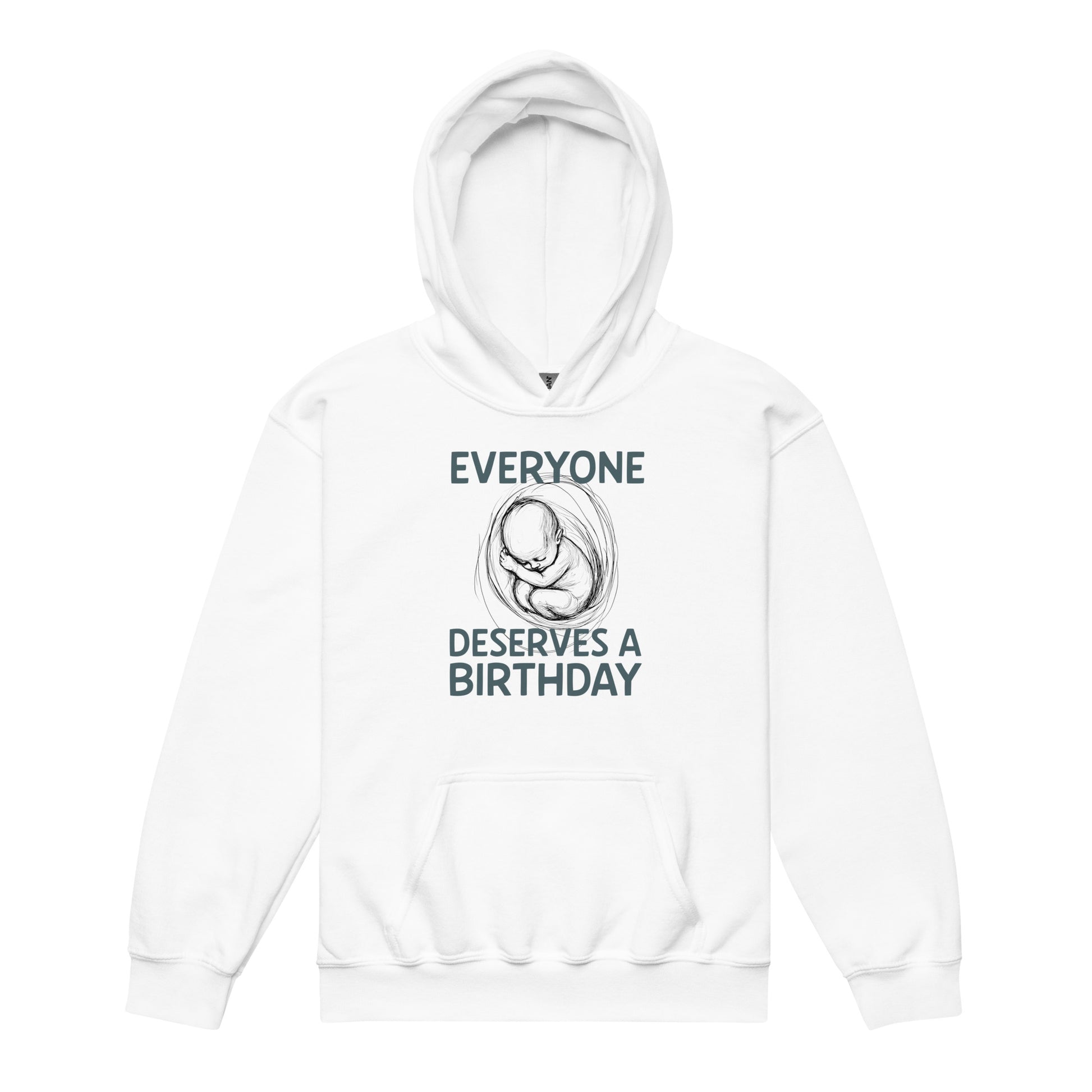 Pro-Life Message Everyone Deserves a Birthday Youth heavy blend hoodie-youth hoodie-PureDesignTees