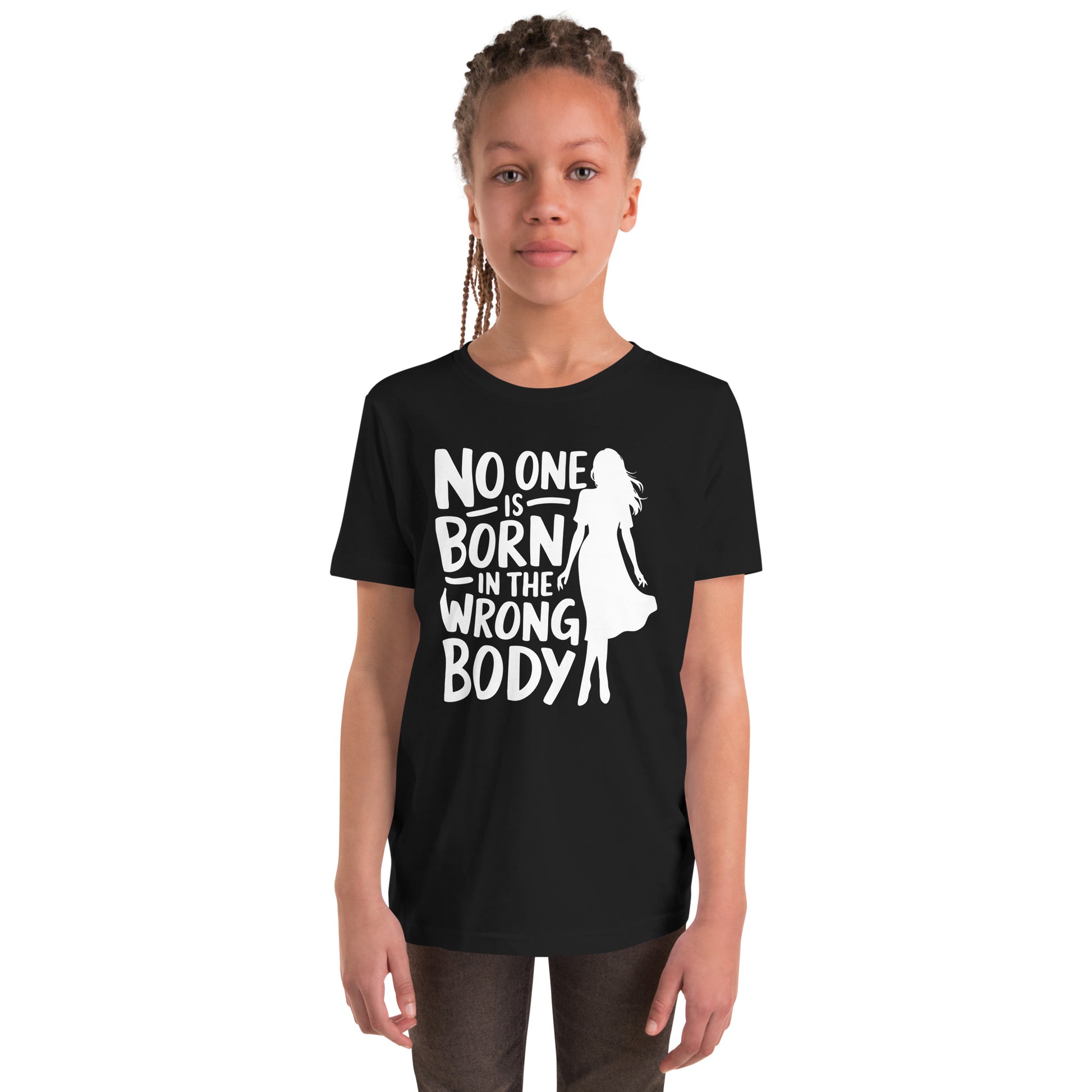 No One is Born in the Wrong Body Youth Short Sleeve T-Shirt-Youth T-shirt-PureDesignTees