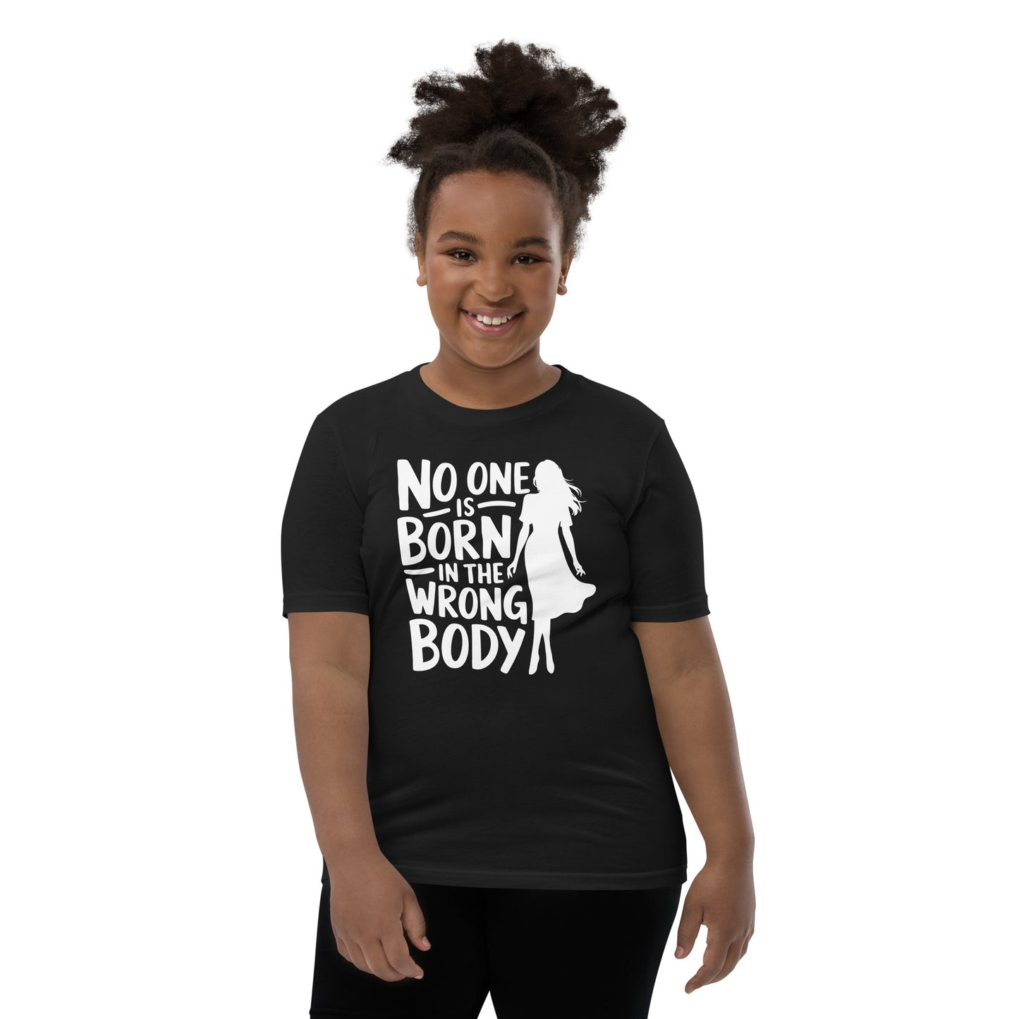 No One is Born in the Wrong Body Youth Short Sleeve T-Shirt-Youth T-shirt-PureDesignTees