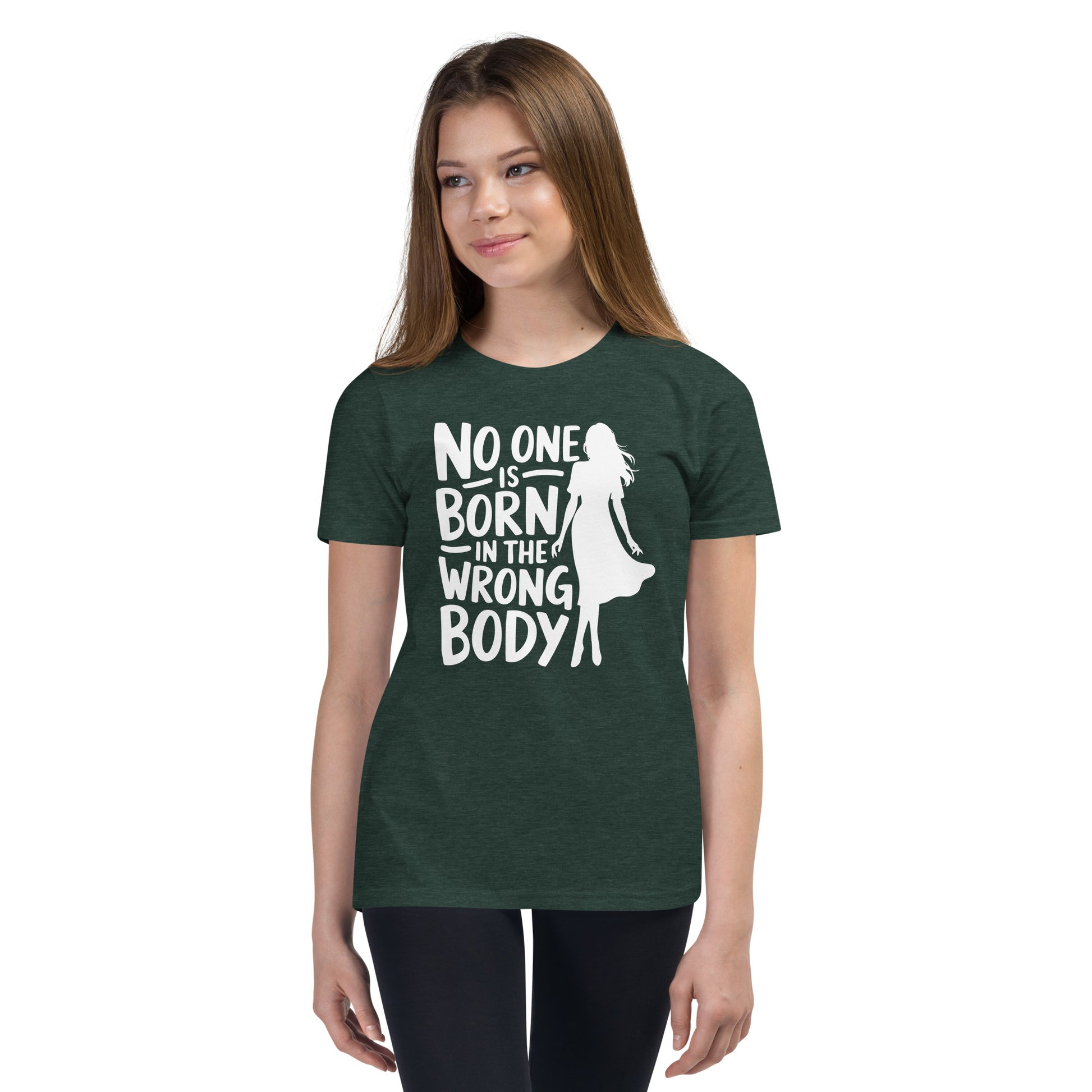 No One is Born in the Wrong Body Youth Short Sleeve T-Shirt-Youth T-shirt-PureDesignTees