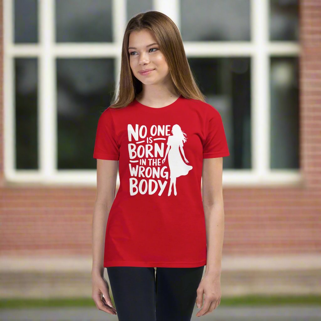 No One is Born in the Wrong Body Youth Short Sleeve T-Shirt-Youth T-shirt-PureDesignTees