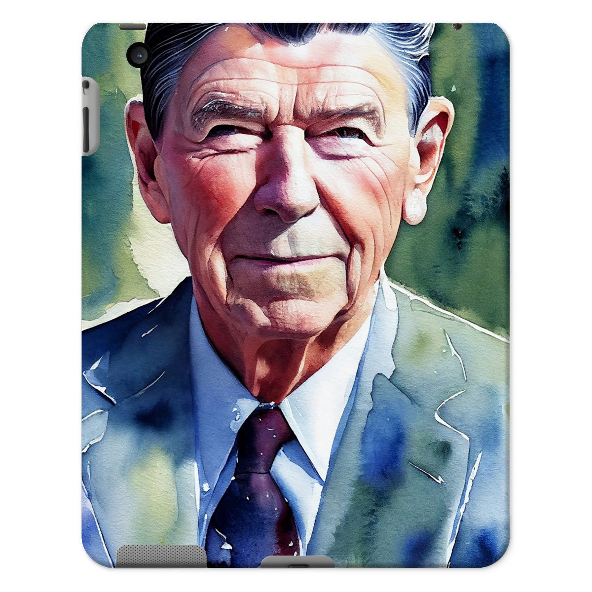 Ronald Reagan Watercolor Portrait Tablet Cases-Phone & Tablet Cases-PureDesignTees