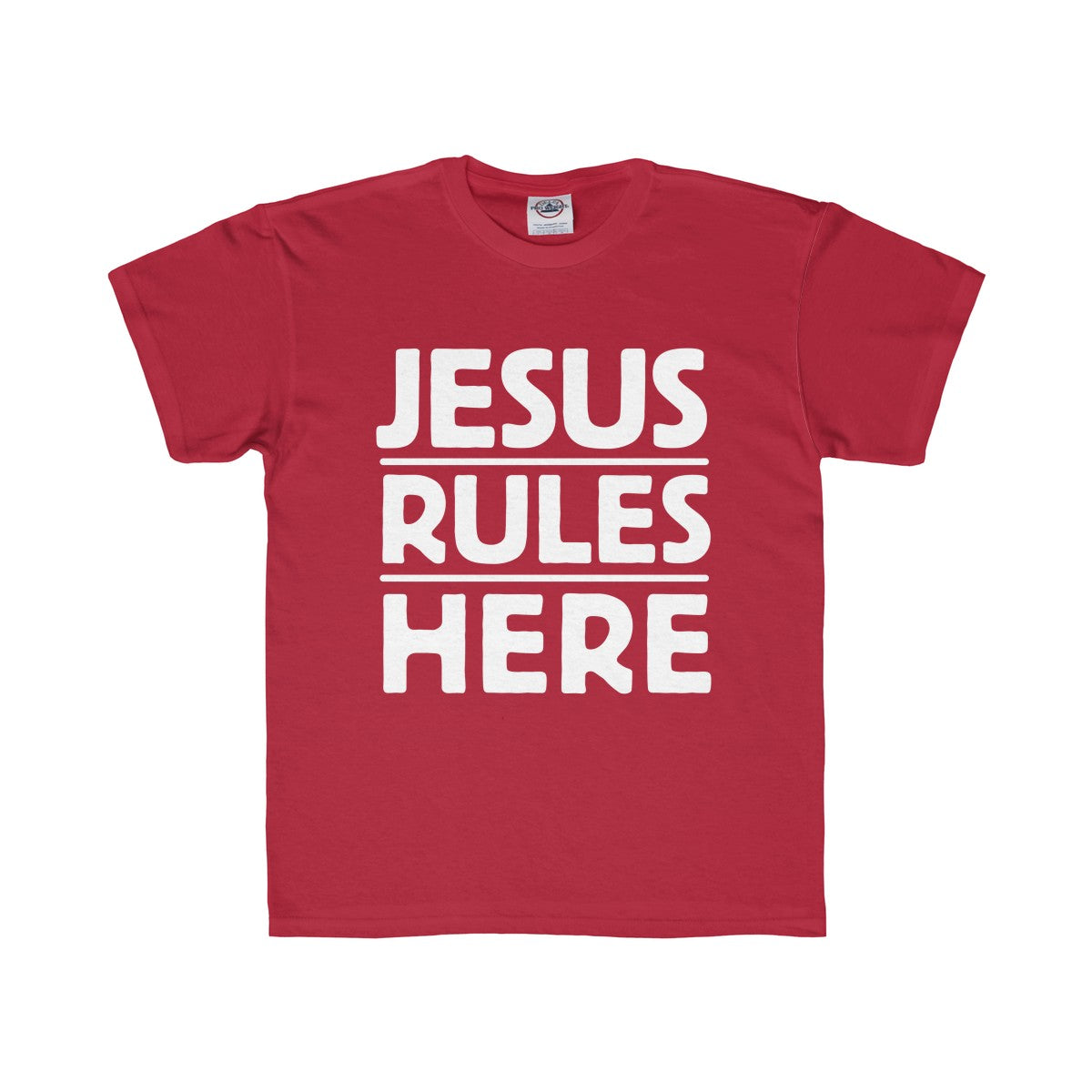 Jesus Rules Here Kids Regular Fit Tee-Kids clothes-PureDesignTees