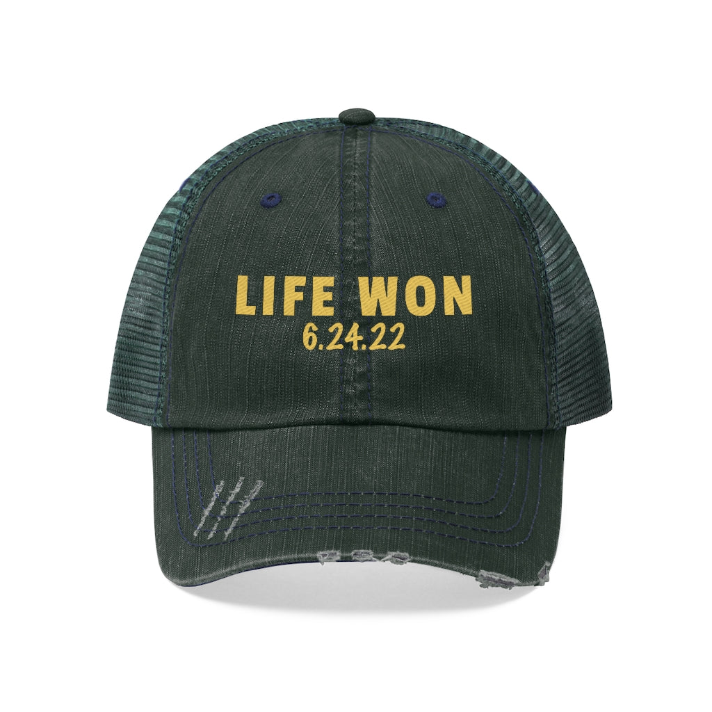 Life Won 6.24.22 Prolife Embroidered Unisex Trucker Cap-Hats-PureDesignTees