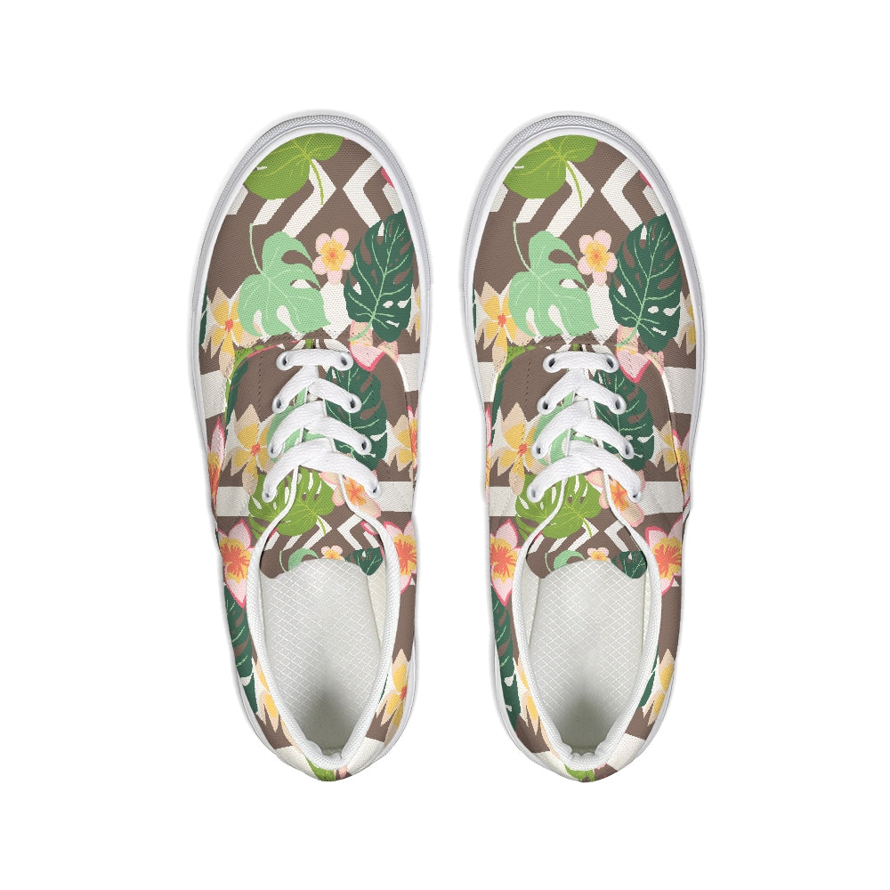 Colorful Tropics Pattern Lace Up Canvas Shoe-shoes-PureDesignTees