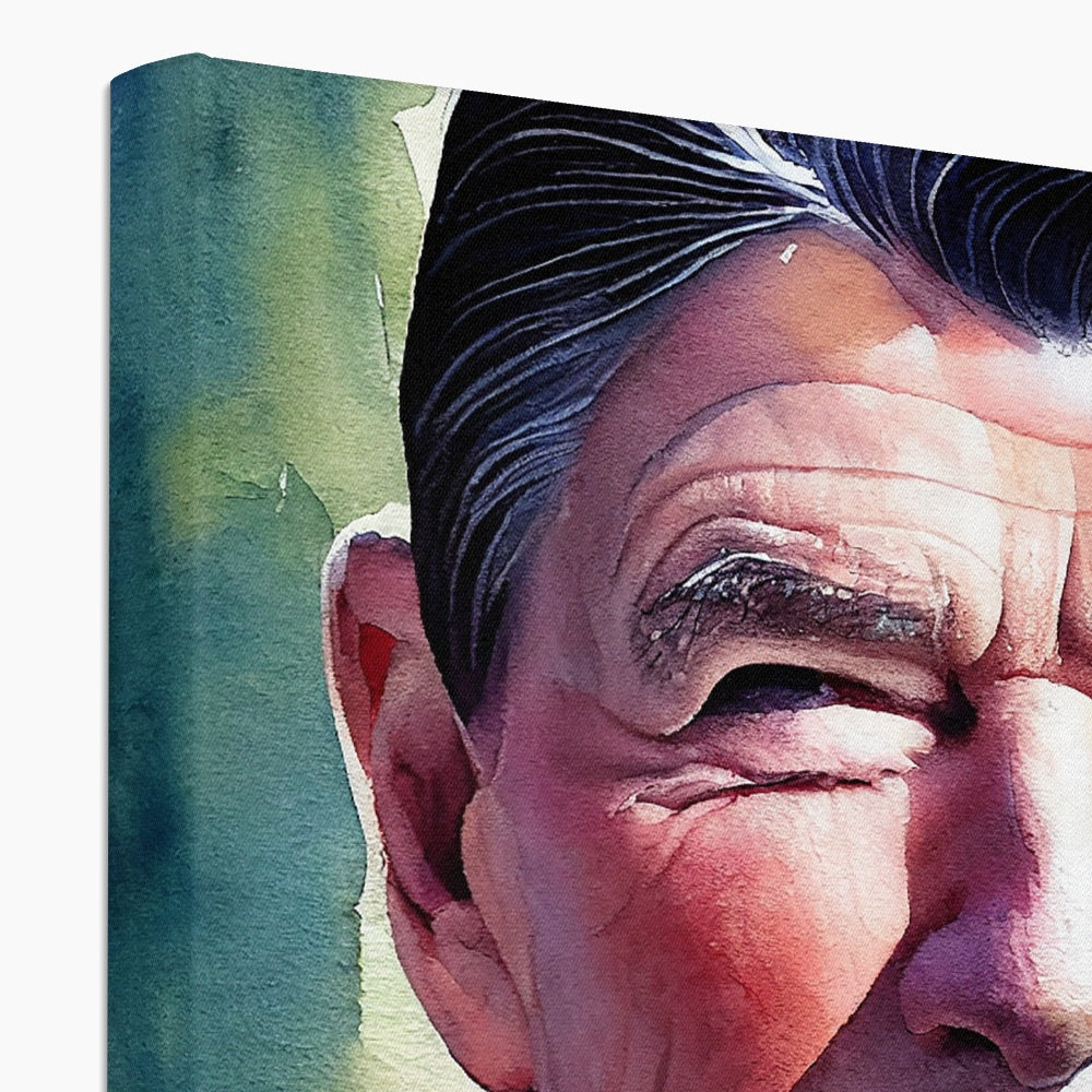 Ronald Reagan Watercolor Portrait Canvas-Fine art-PureDesignTees