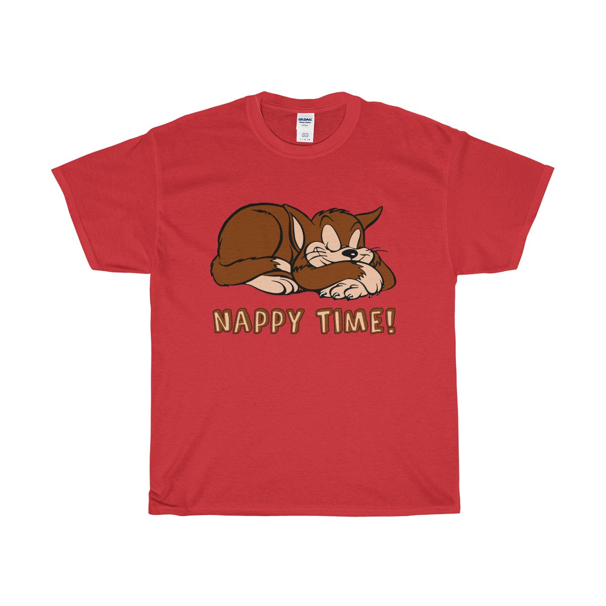 Nappy Time! Sleeping Cat Heavy Cotton T-Shirt-T-Shirt-PureDesignTees