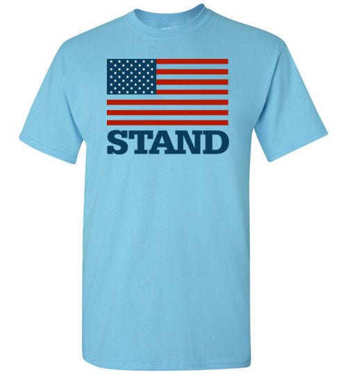 Stand with American Flag Short Sleeve T-shirt-T-Shirt-PureDesignTees