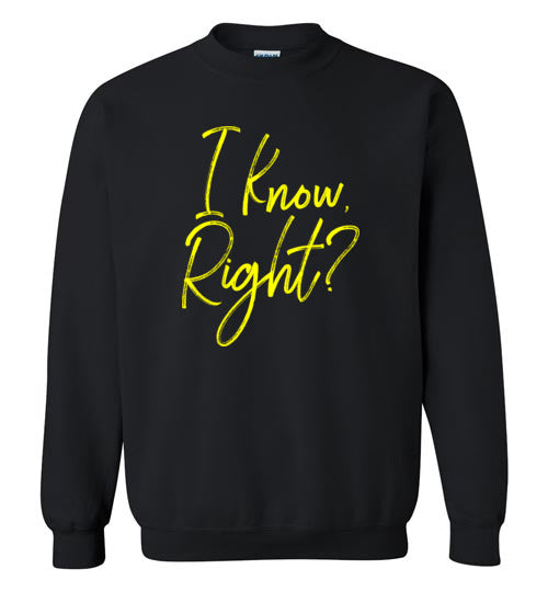 I Know Right? Crewneck Sweatshirt-Sweatshirt-PureDesignTees