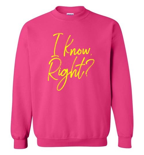 I Know Right? Crewneck Sweatshirt-Sweatshirt-PureDesignTees