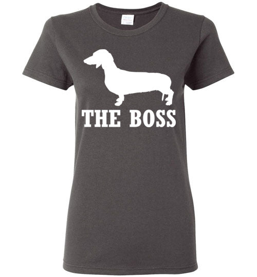 Dachshund the Boss Short Sleeve Women’s T-Shirt-T-Shirt-PureDesignTees