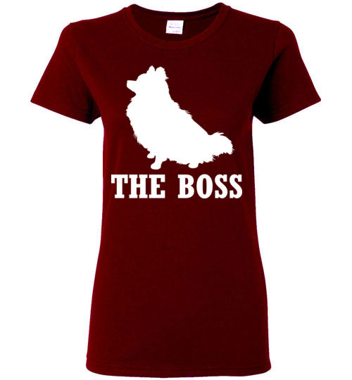 Pomeranian the Boss Ladies Short-Sleeve T-Shirt-T-Shirt-PureDesignTees